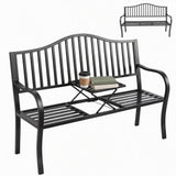 Banc de patio avec table rétractable — noir