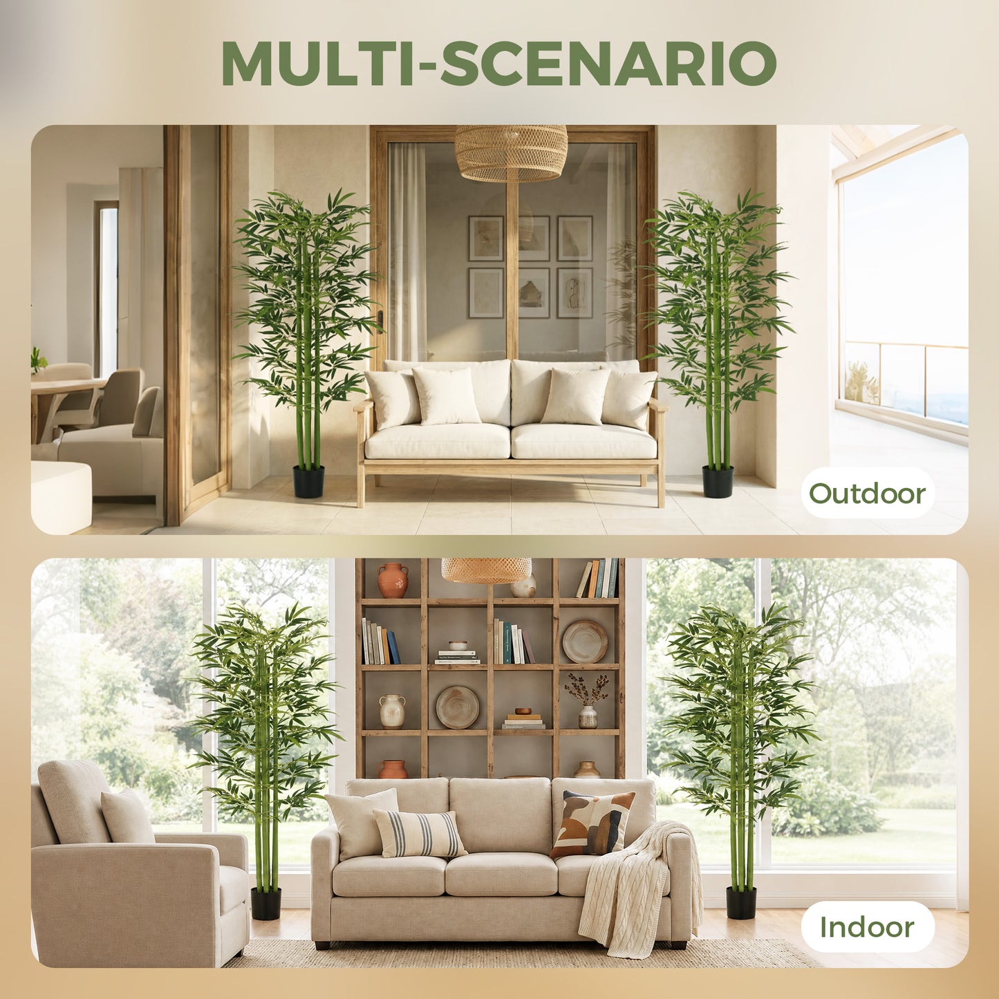 Arbre de bambou artificiel en pot — Vert