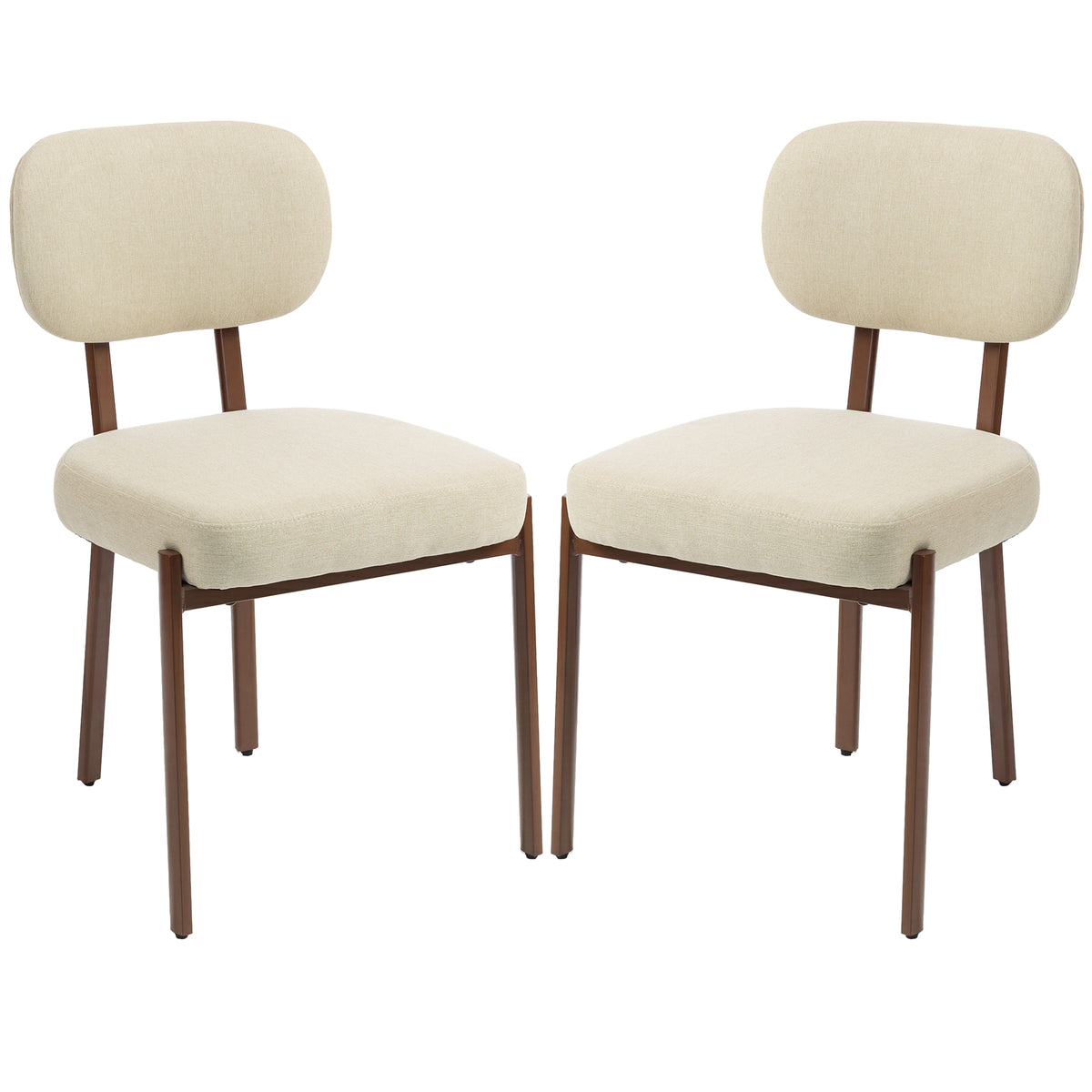 Chaises de cuisine rembourrées lin, ensemble de 2