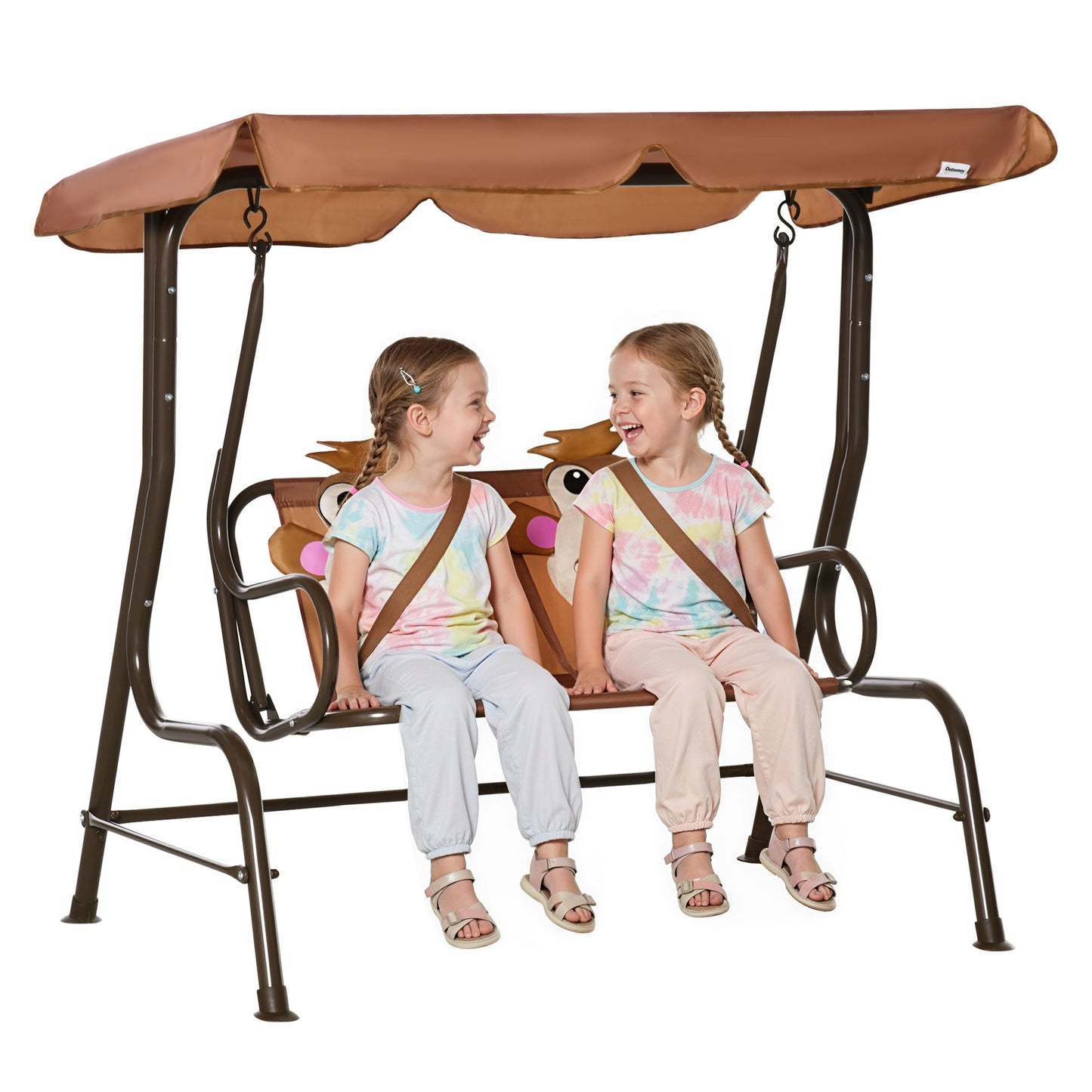 Balançoire double enfants avec auvent ajustable