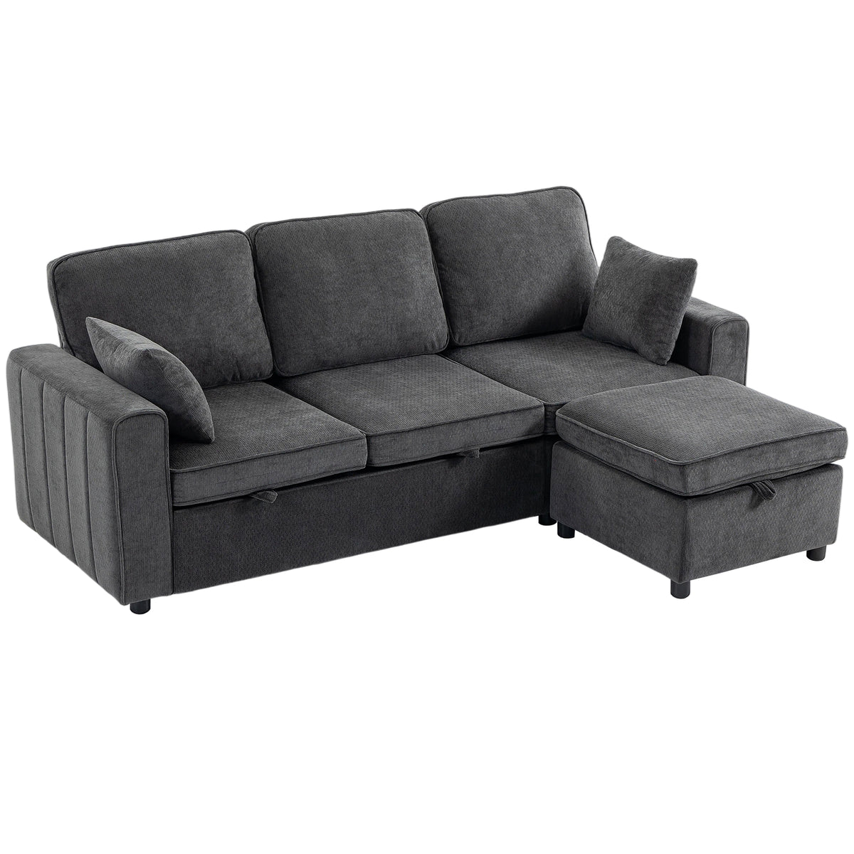 Causeuse modulaire convertible avec ottoman — gris