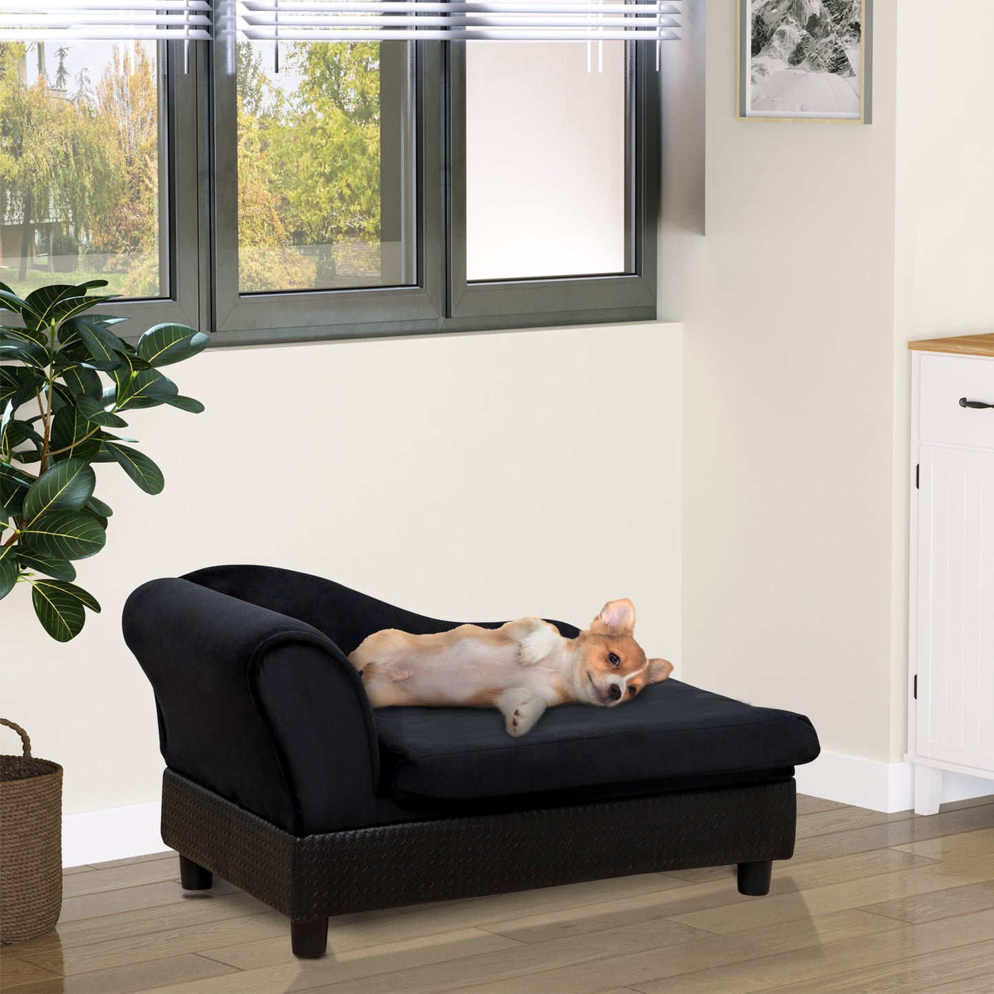 Canapé pour animaux avec rangement bois naturel