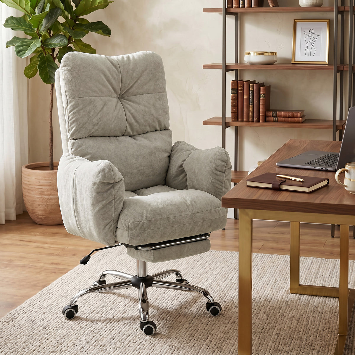 Chaise de bureau ergonomique inclinable avec repose-pieds