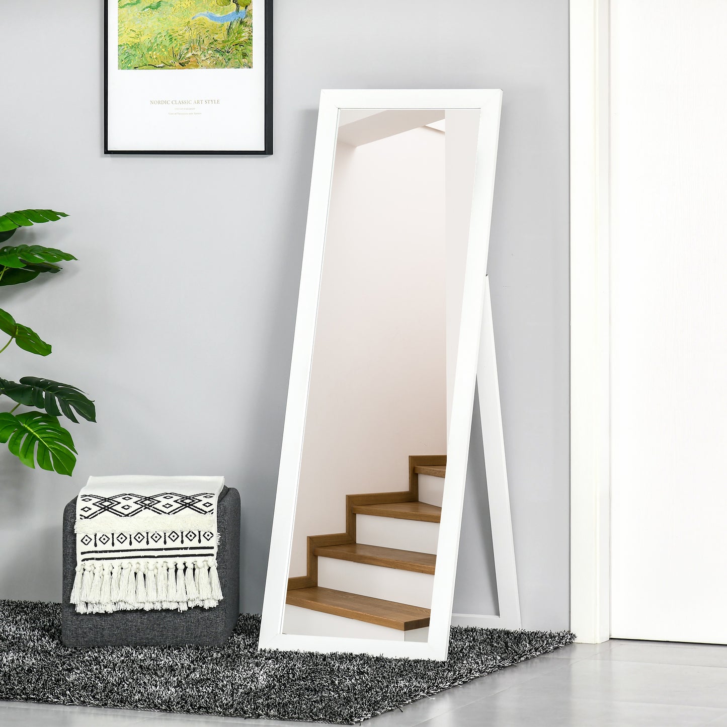 Miroir pleine longueur rectangulaire 147 x 51 cm avec cadre