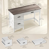 Bureau de travail farmhouse avec 3 tiroirs