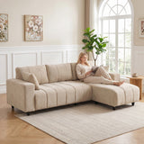 Causeuse sectionnel réversible 4 places tissu lin