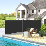 Parasol Rétractable Double 600cm - Brise-Vue Patio Noir