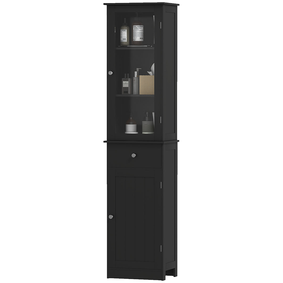 Armoire salle de bain haute avec tiroir et portes