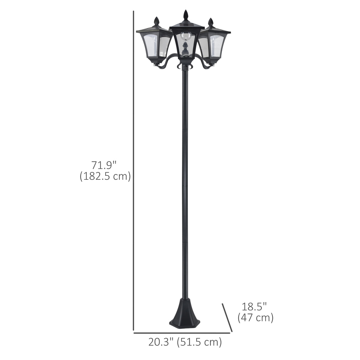 Lampadaire solaire vintage pour jardin, allée et sentier