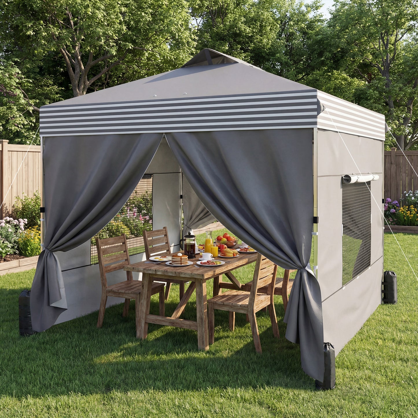 Tente de jardin escamotable UPF 50+ avec 4 parois