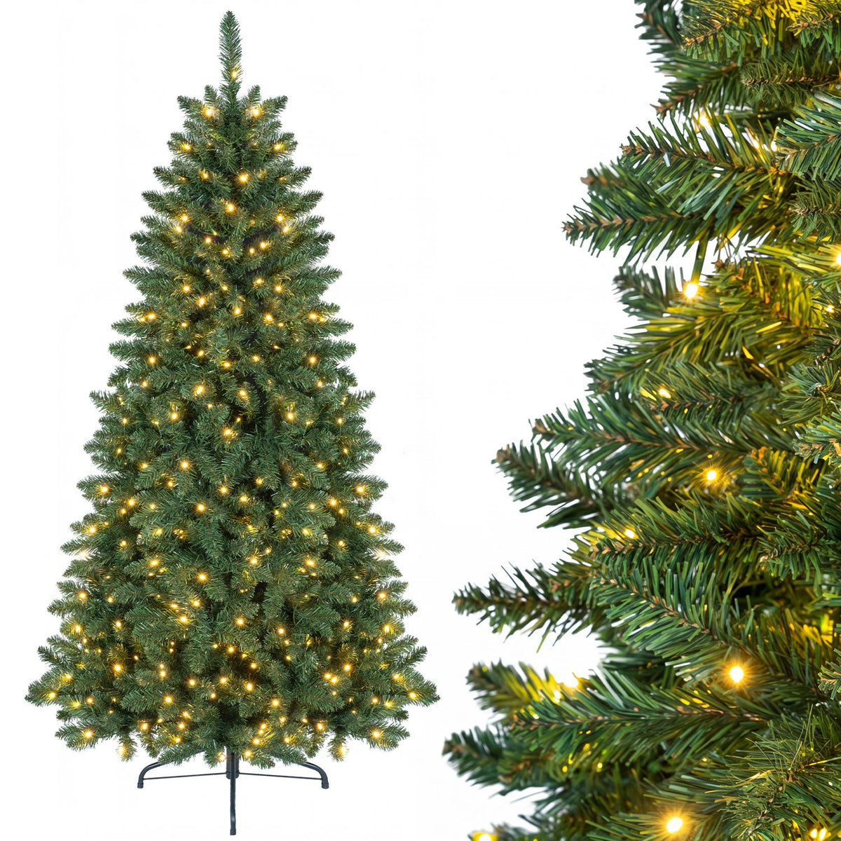 Arbre de Noël artificiel mural mi-plat pré-éclairé 152 cm