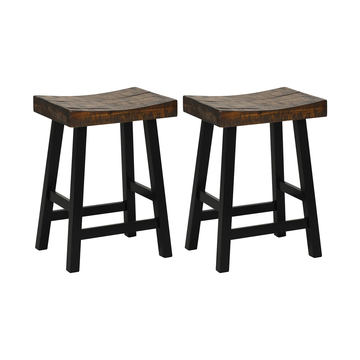 Tabouret de bar en bois massif 74 cm — Lot de 2