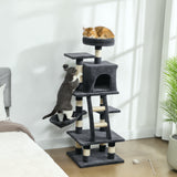 Arbre à chat multi-niveaux 132 cm — gris