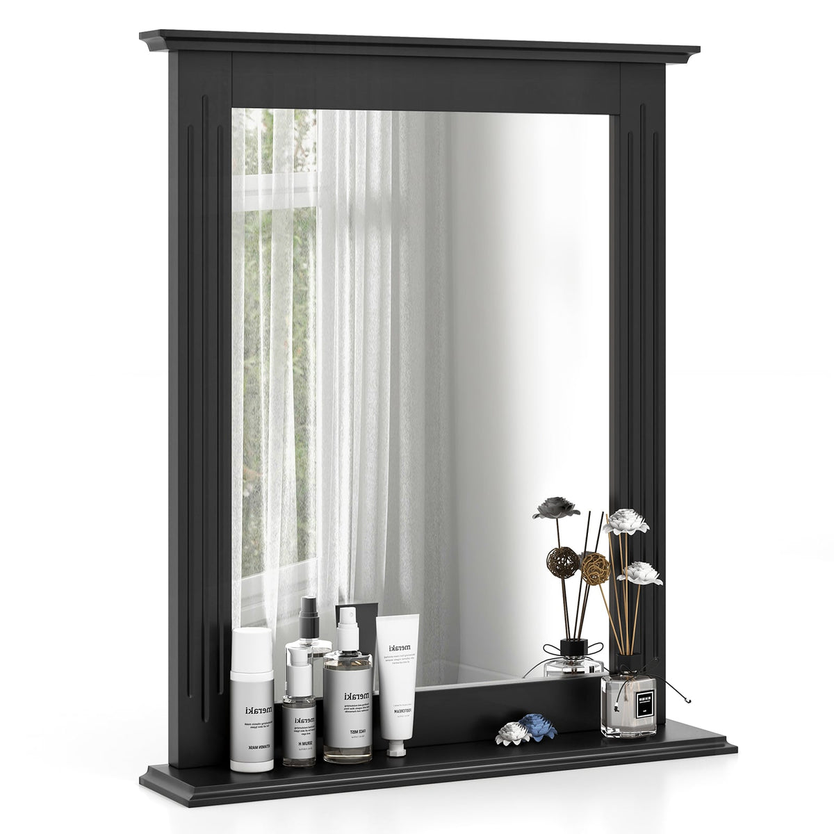 Miroir de vanité mural polyvalent avec tablettes