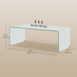 Table basse en verre trempé rectangulaire pour salon