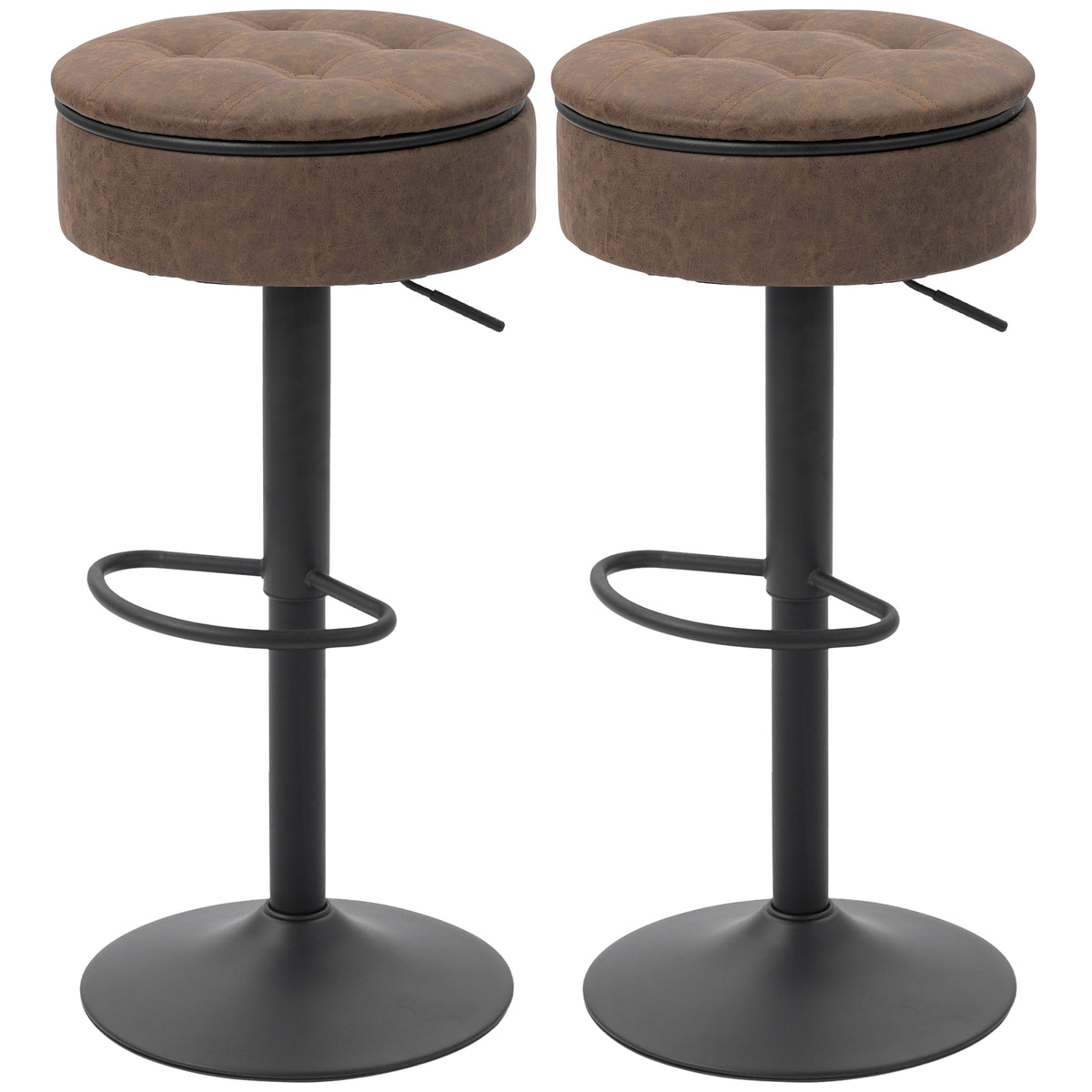 Ensemble 2 tabourets bar rangement pivotant