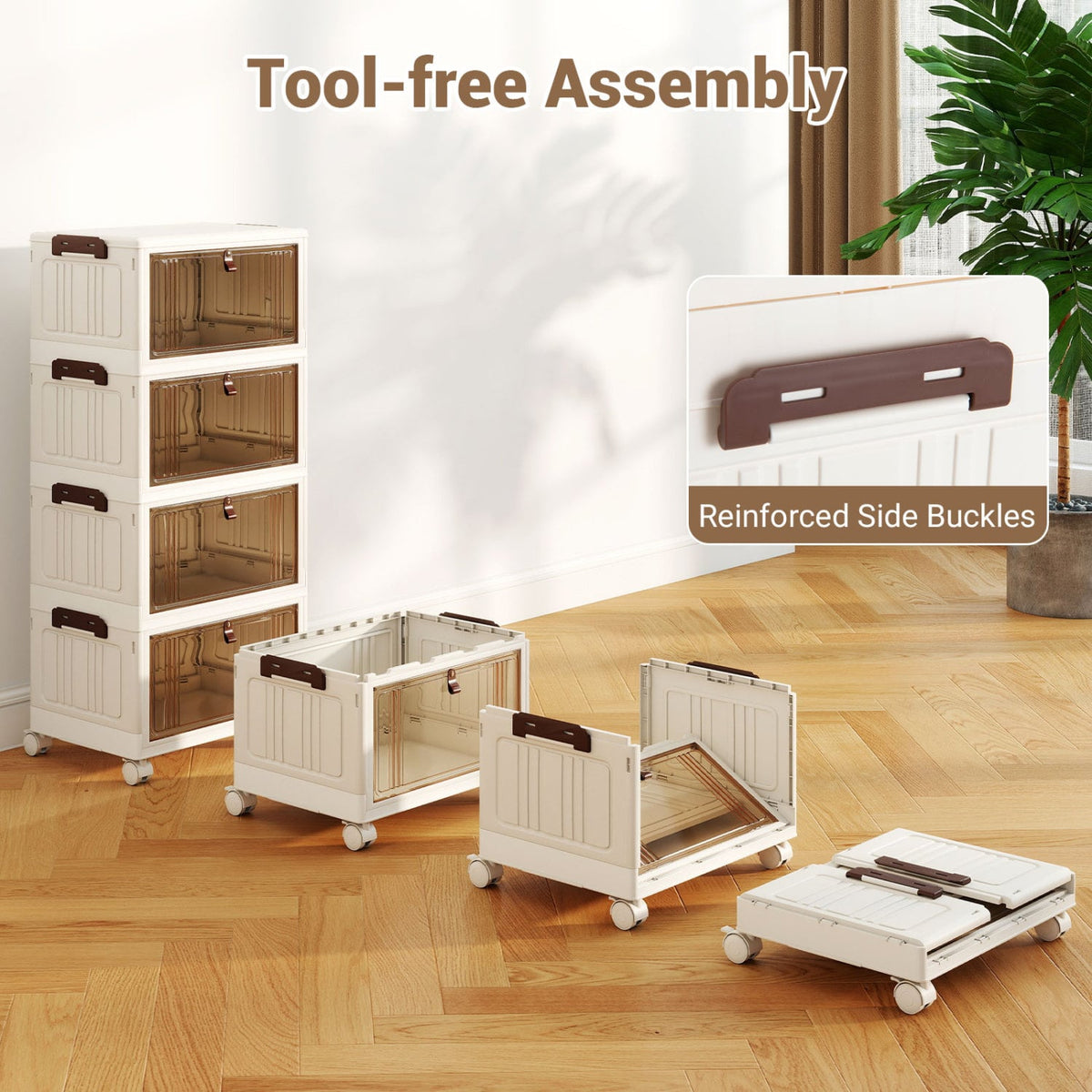 Meuble à chaussures pliable à roulettes