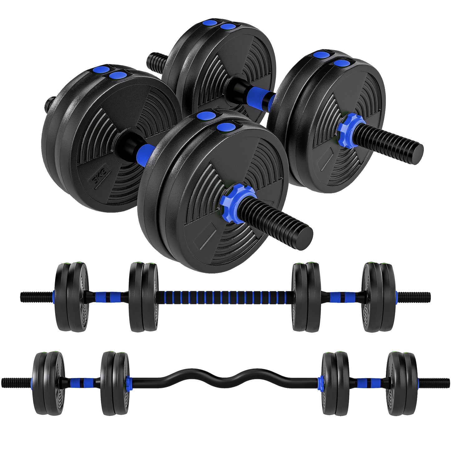Ensemble d'haltères 3 en 1 ajustable — 15 kg