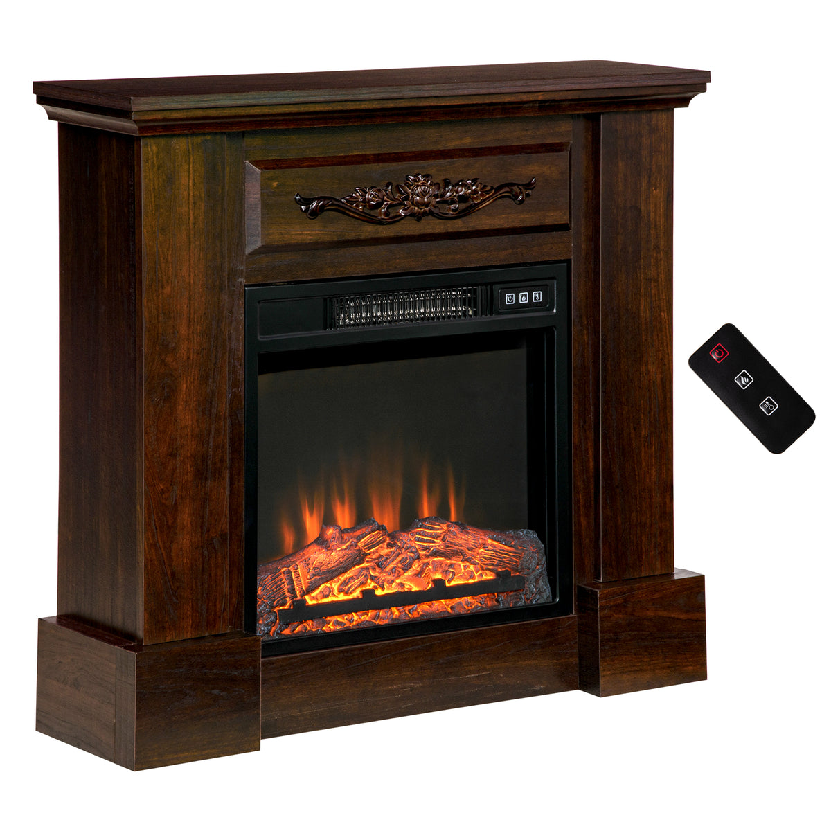 Foyer électrique avec manteau bois freestanding 1400W