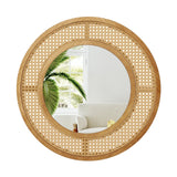 Miroir mural décoratif rond style bohème de 65 cm