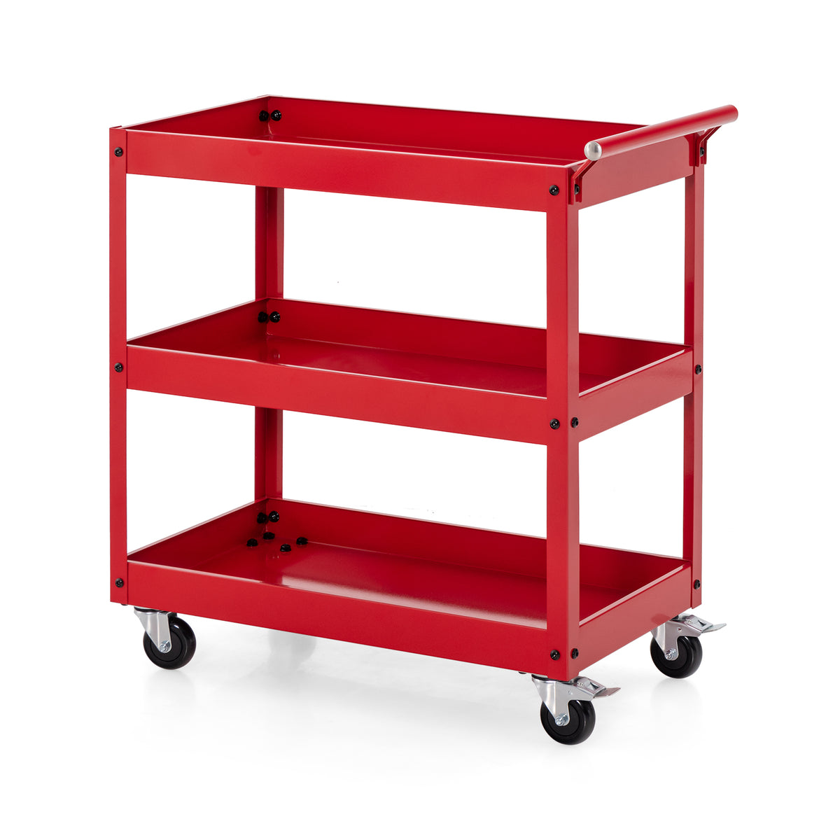 Chariot de service utilitaire à 3 tablettes sur roulettes