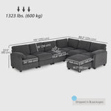 Sofa sectionnel modulaire en forme de U en velours côtelé