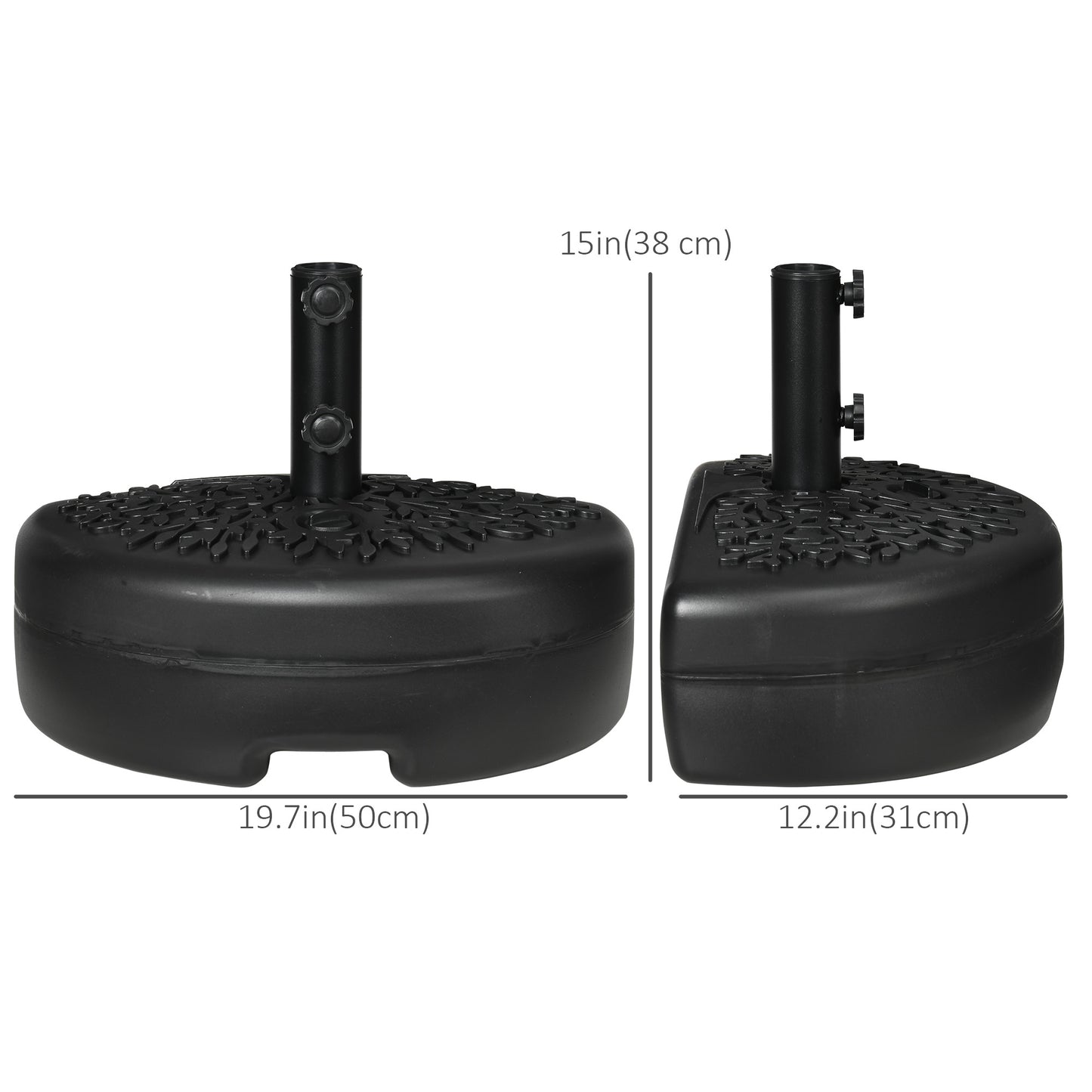 Socle de parasol demi-lune remplissable 18 kg
