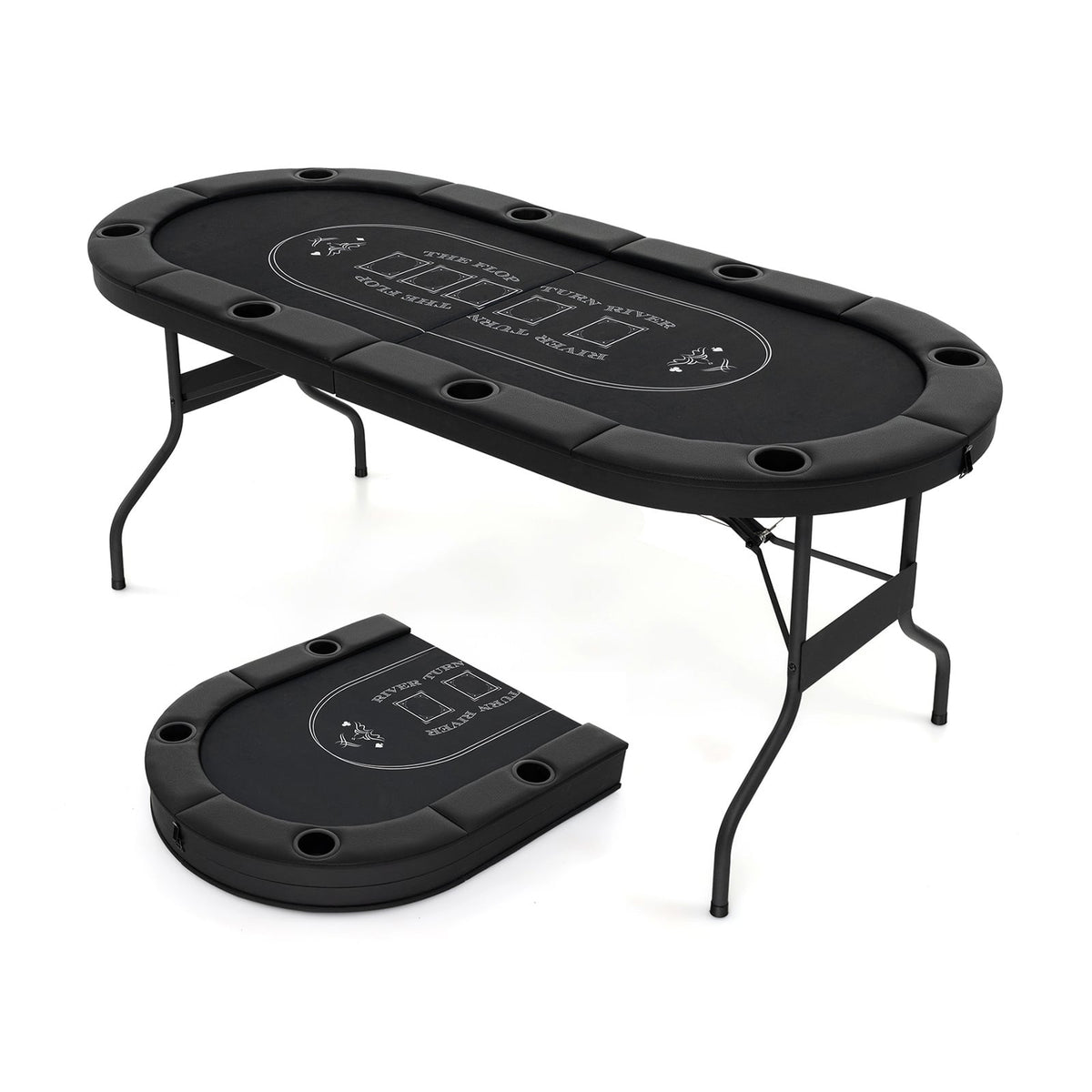 Table de poker pliante ovale pour 8 joueurs 183 cm