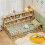 Lit de sol Montessori pour enfant avec bibliothèque intégrée