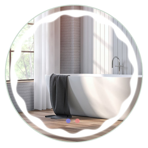 Miroir mural rond LED intelligent tactile