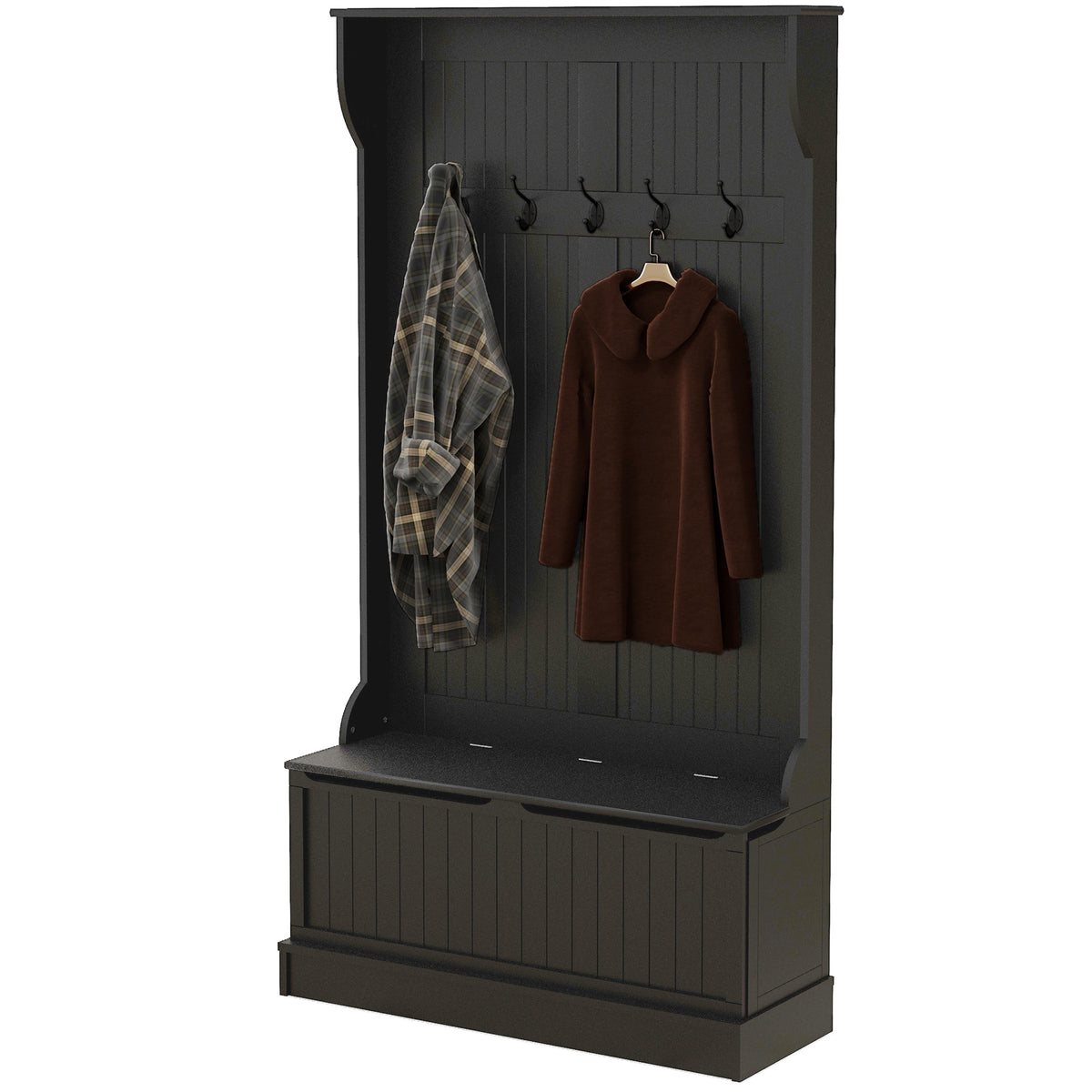 Hall tree 3-en-1 avec banc, rangement et patère