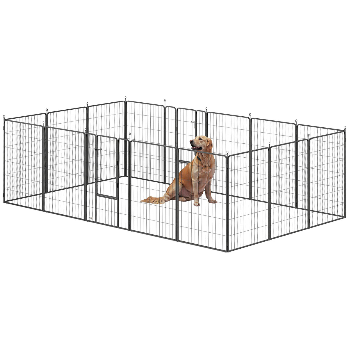 Parc pour chien 16 panneaux acier robuste 2 portes