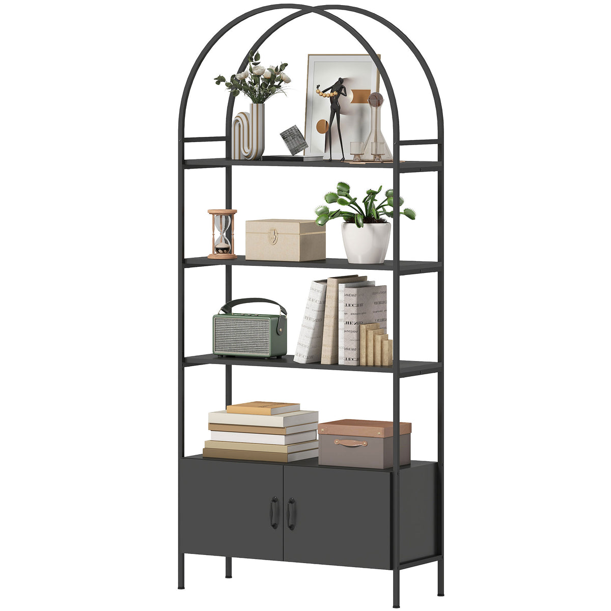 Bibliothèque arquée à 4 niveaux avec meuble de rangement — photo 10