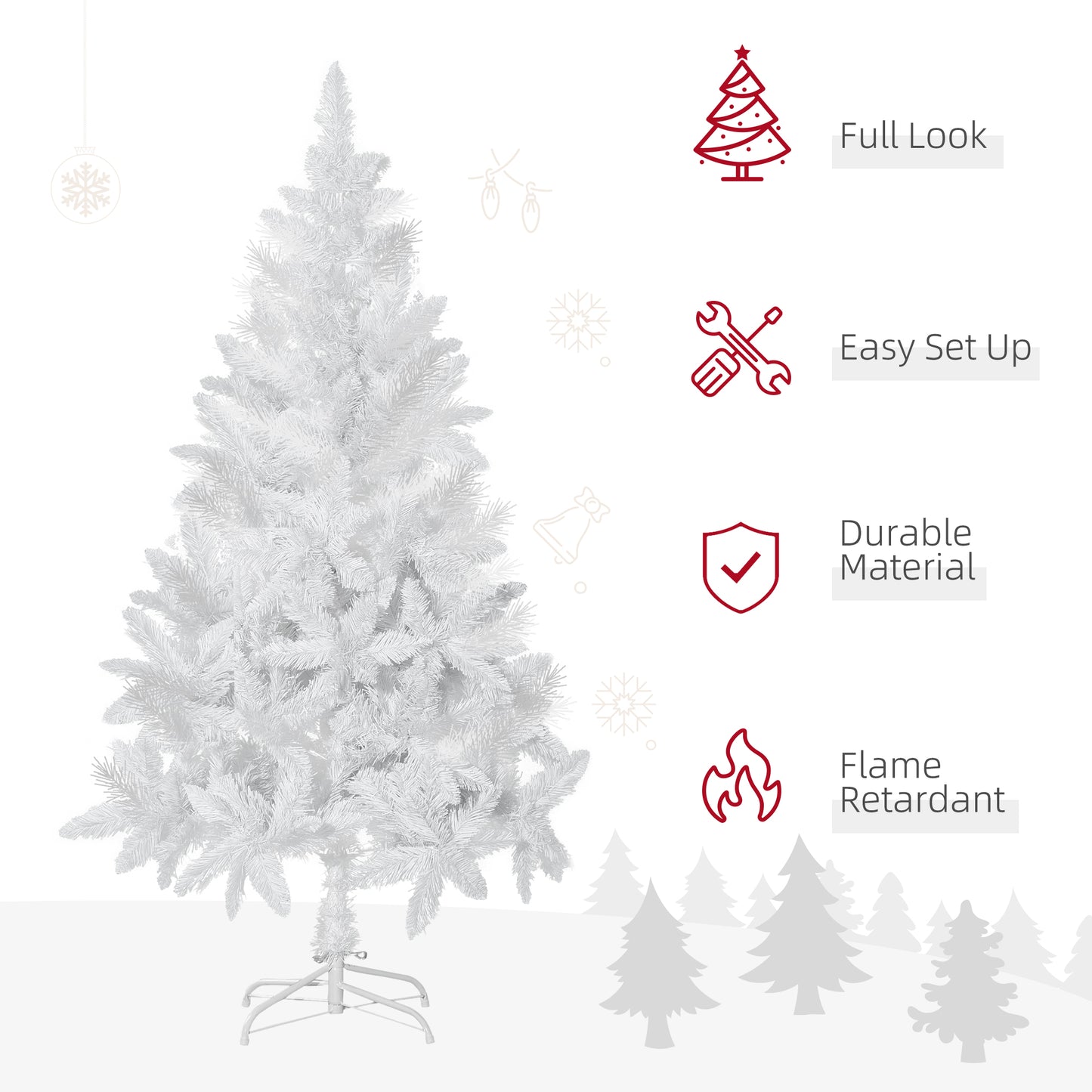 Sapin de Noël artificiel réaliste 152 cm, ouverture automatique