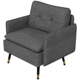 Fauteuil d'accent rembourré dossier capitonné pieds acier