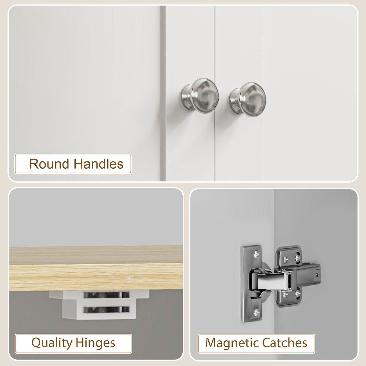 Armoire-garde-manger haute 4 portes avec tablettes ajustables