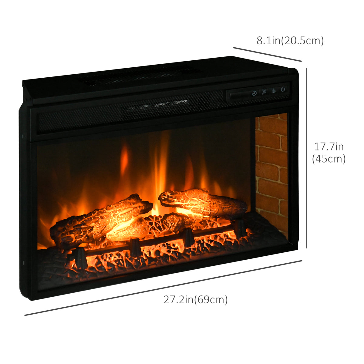 Foyer électrique encastrable 27 po avec flammes réalistes