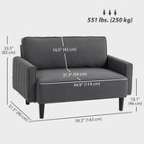 Sofa 2 places en tissu lin rembourré épais
