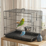 Cage à oiseaux portable avec plateau coulissant et perchoir