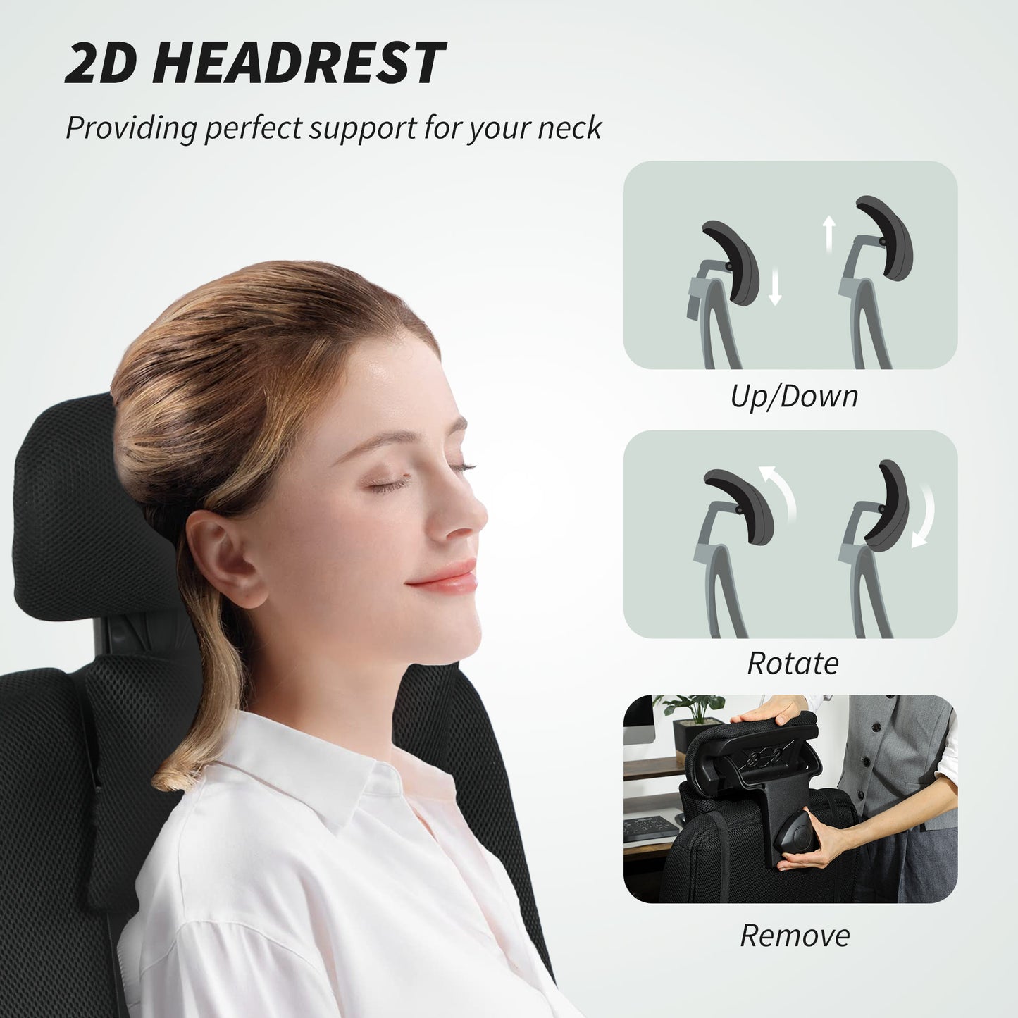 Chaise de bureau ergonomique dossier haut avec repose-pieds