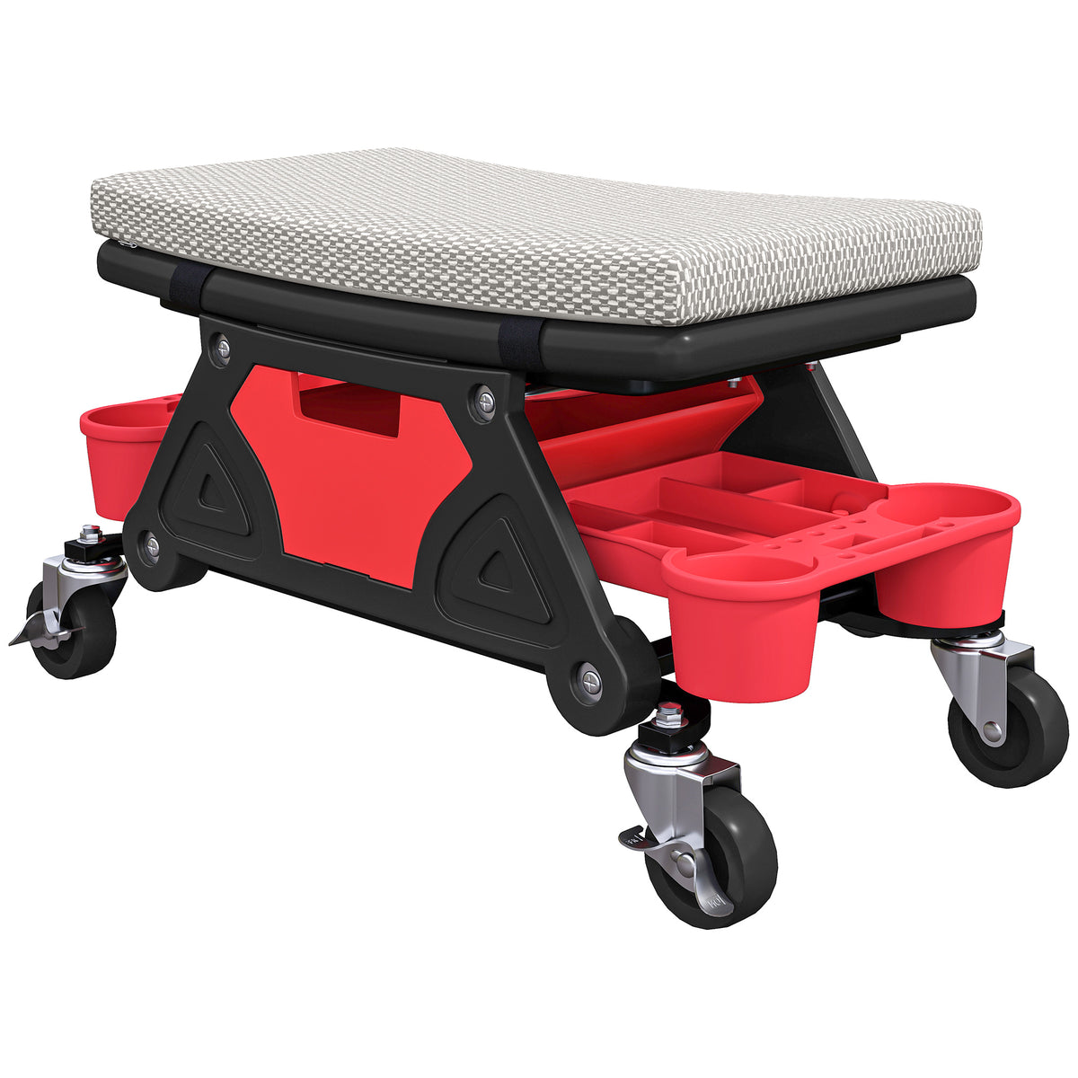 Tabouret de garage roulant avec roulettes et plateaux à outils