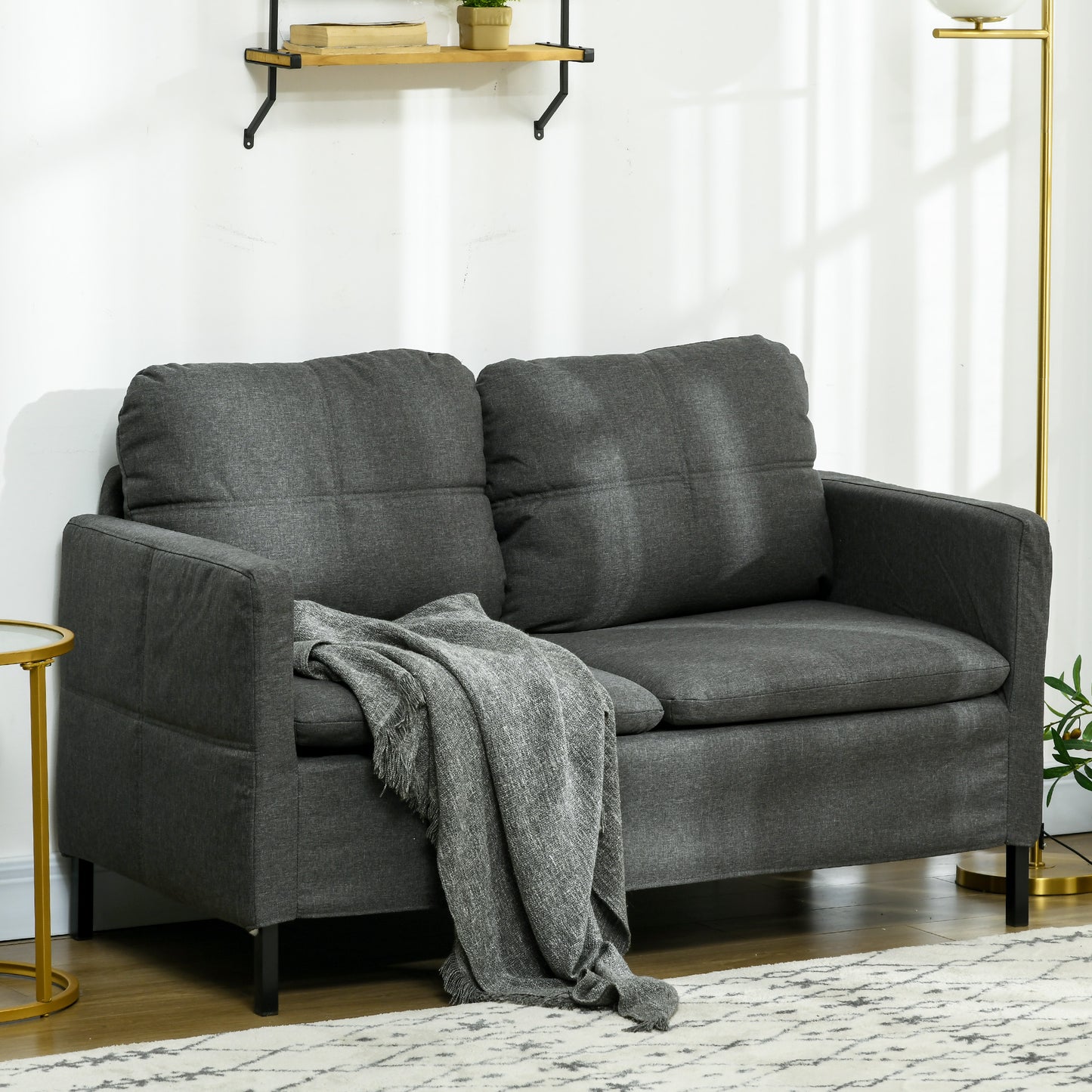 Canapé 2 places compact avec pieds en acier — foncé