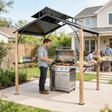 Gazebo de BBQ hardtop double toit métal 2,4 x 1,8 m