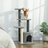 Arbre à chat multi-niveaux avec griffoir sisal — Gris