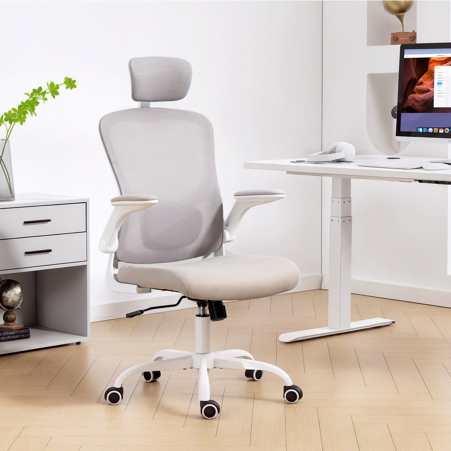 Chaise de bureau ergonomique mesh avec appui-tête ajustable