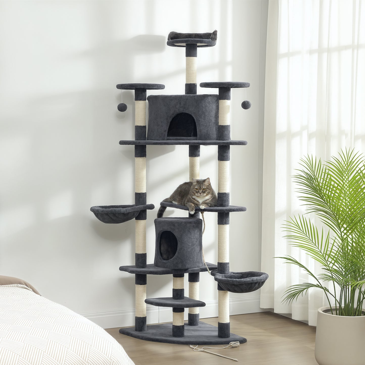 Arbre à chat multiniveau 79 pouces avec griffoirs