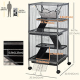 Cage à roulettes pour petits animaux 4 niveaux