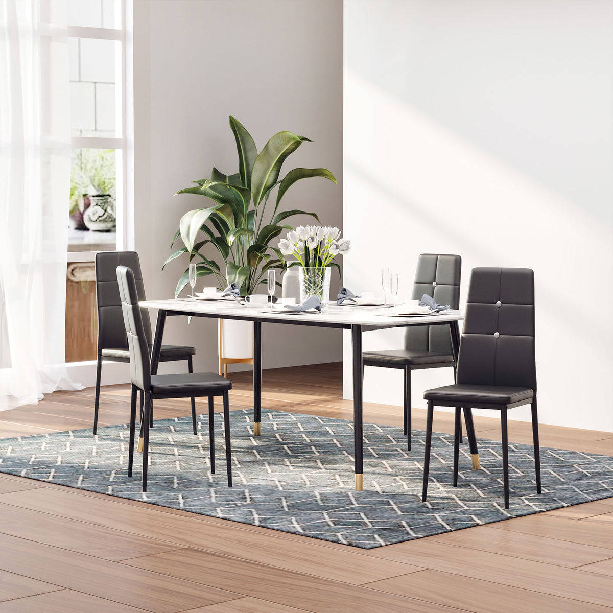Chaises de salle à manger capitonnées lot de 4