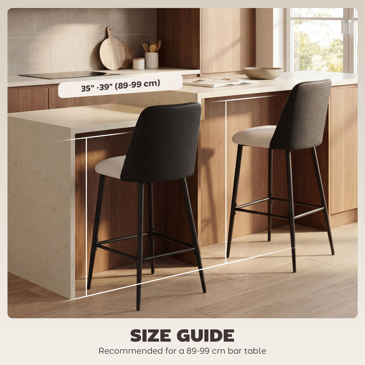 Tabourets de bar ensemble de 2 hauteur comptoir 66 cm