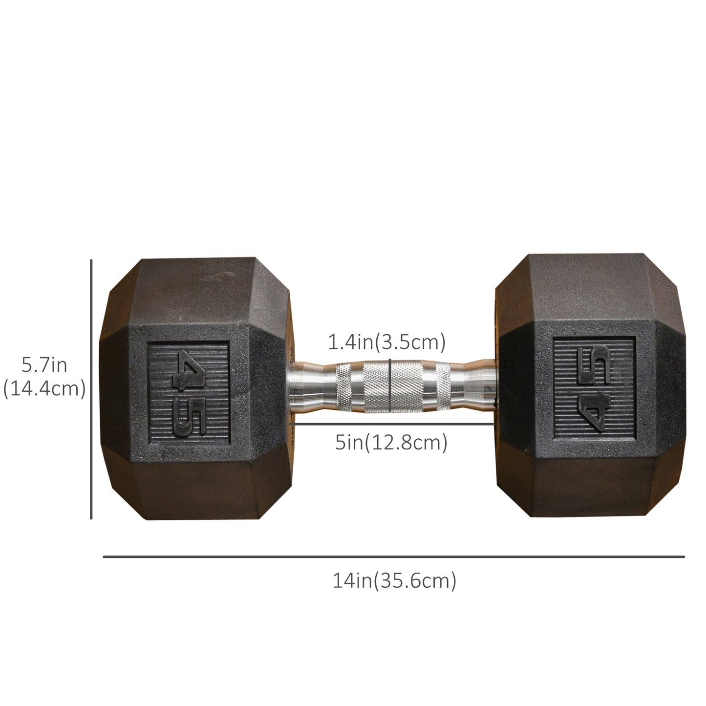 Haltère hexagonal en caoutchouc 45 lb